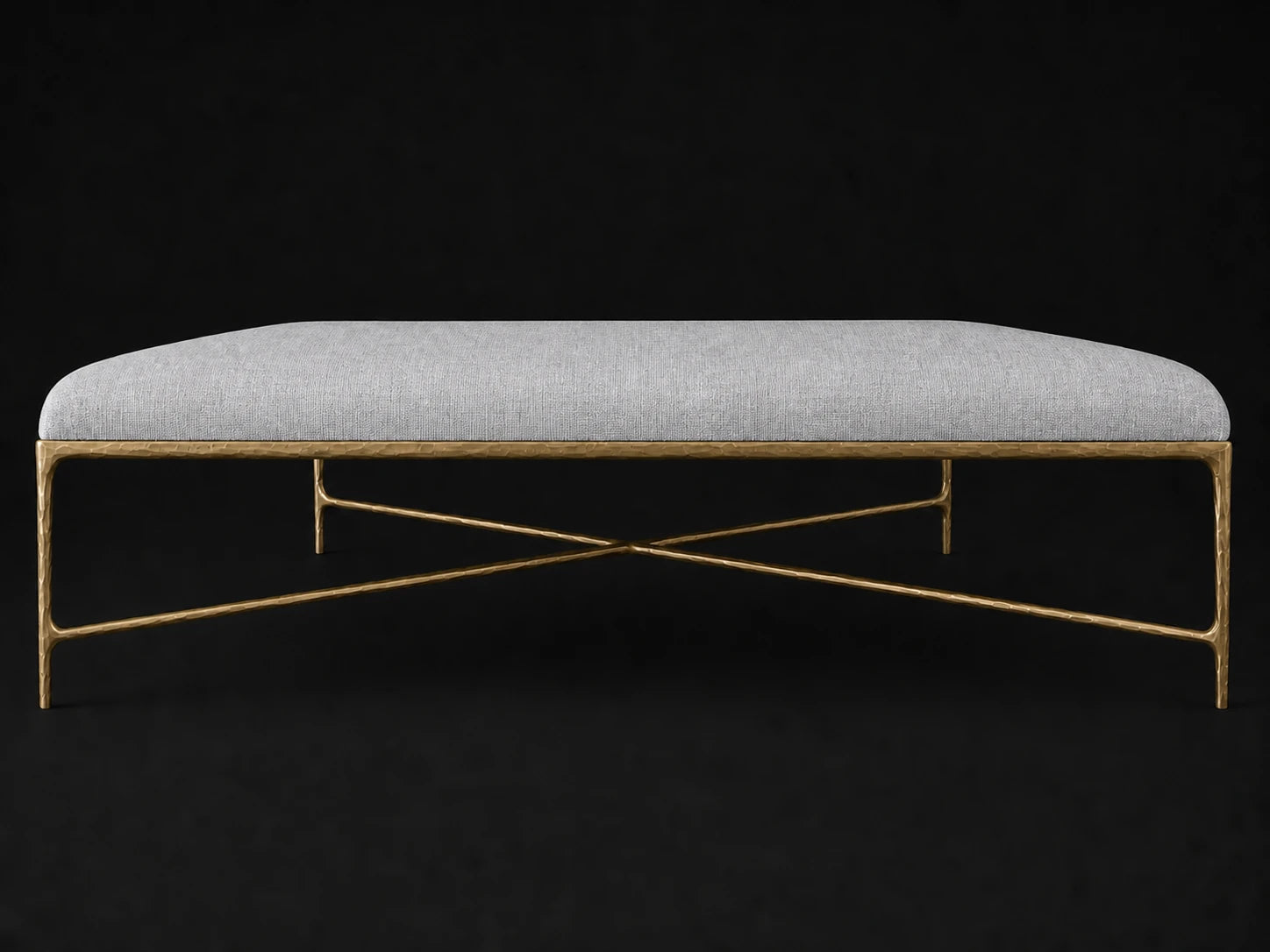 Square Coffee Ottoman — Performance Woven Chenille Rain — Forged Brass #Fabric & Color_Performance Woven Chenille Rain