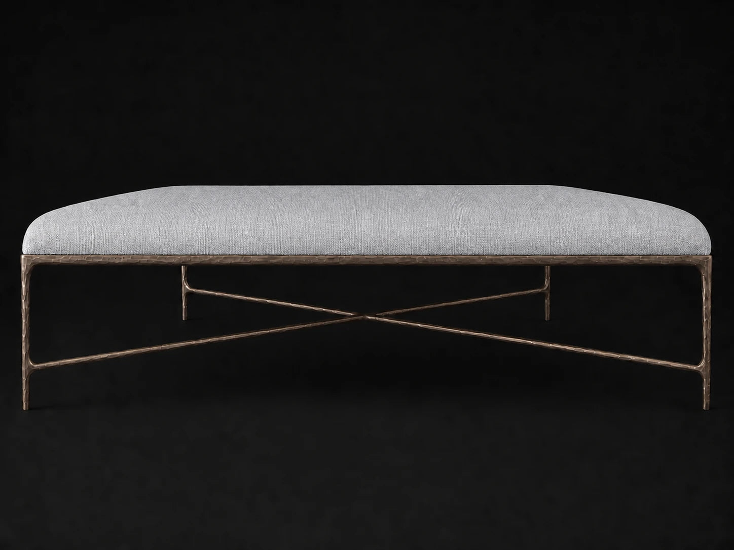 Square Coffee Ottoman — Performance Woven Chenille Rain — Forged Bronze #Fabric & Color_Performance Woven Chenille Rain