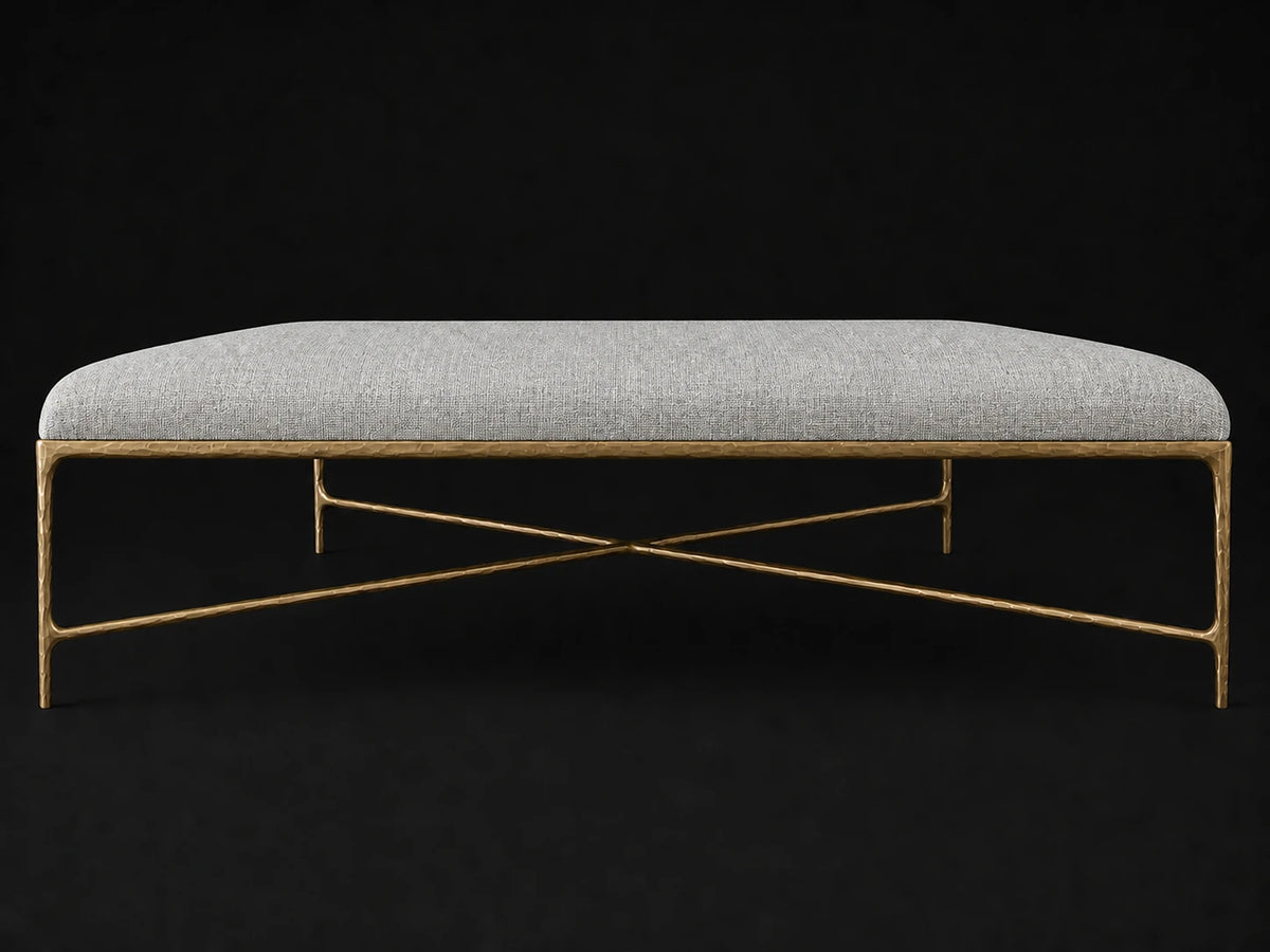 Square Coffee Ottoman — Performance Woven Chenille Steel — Forged Brass #Fabric & Color_Performance Woven Chenille Steel