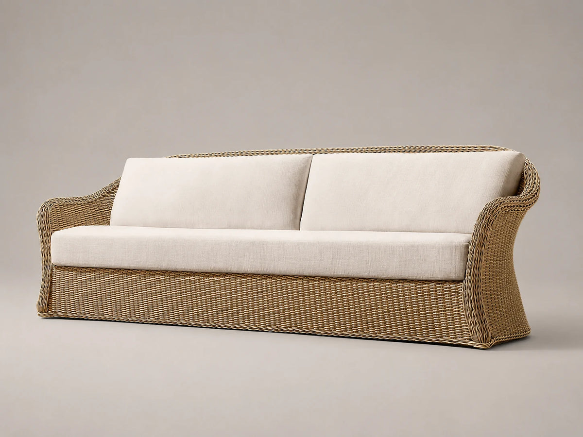 Outdoor Sofa, Wicker Frame, Performance Fabric, product view