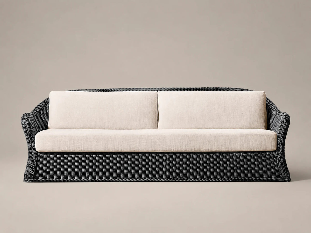 Outdoor Sofa, Wicker Frame, Performance Fabric, product view