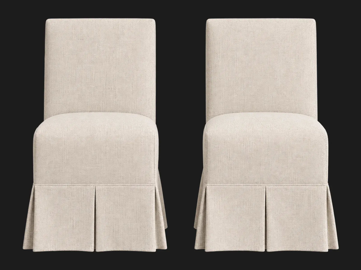 Dalia Armless Dining Chair 2-piece set in Performance Textural Weave Savanna - gallery-02-front-pair-savanna