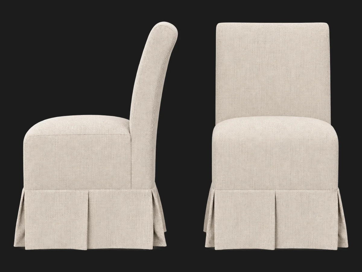 Dalia Armless Dining Chair 2-piece set in Performance Textural Weave Savanna - gallery-03-side-front-savanna