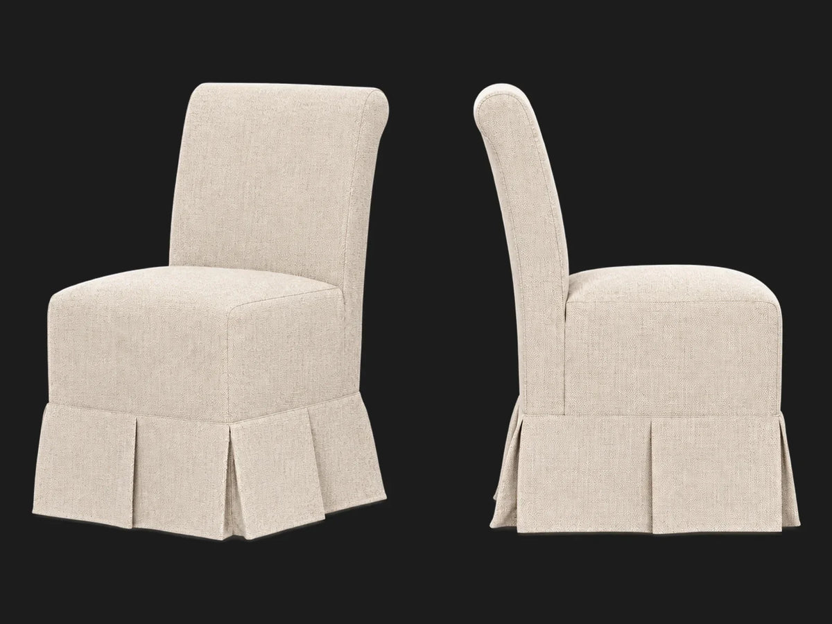Dalia Armless Dining Chair 2-piece set in Performance Textural Weave Savanna - gallery-05-threequarter-side-savanna