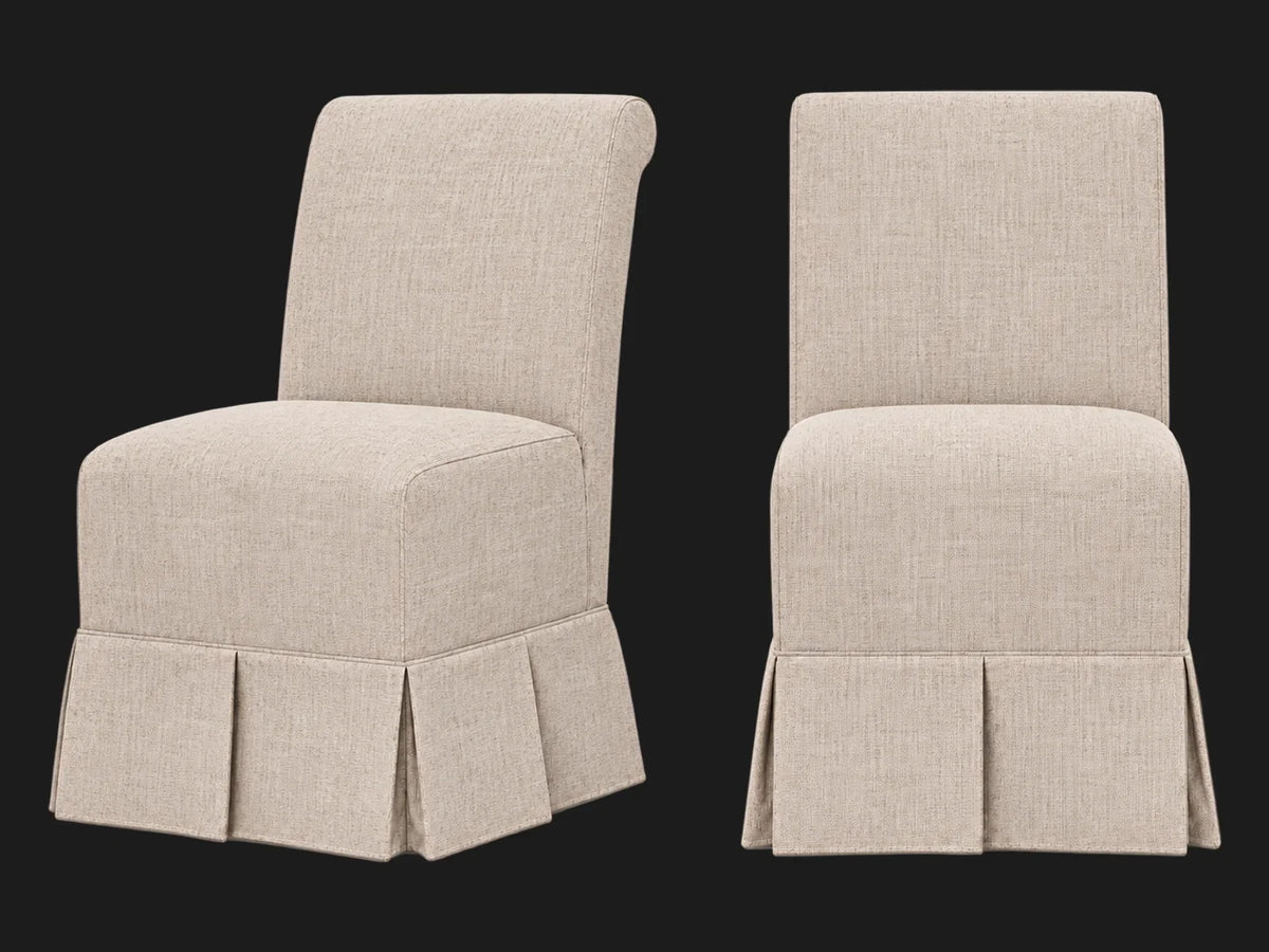 Dalia Armless Dining Chair 2-piece set in Heritage Belgian Linen Petal