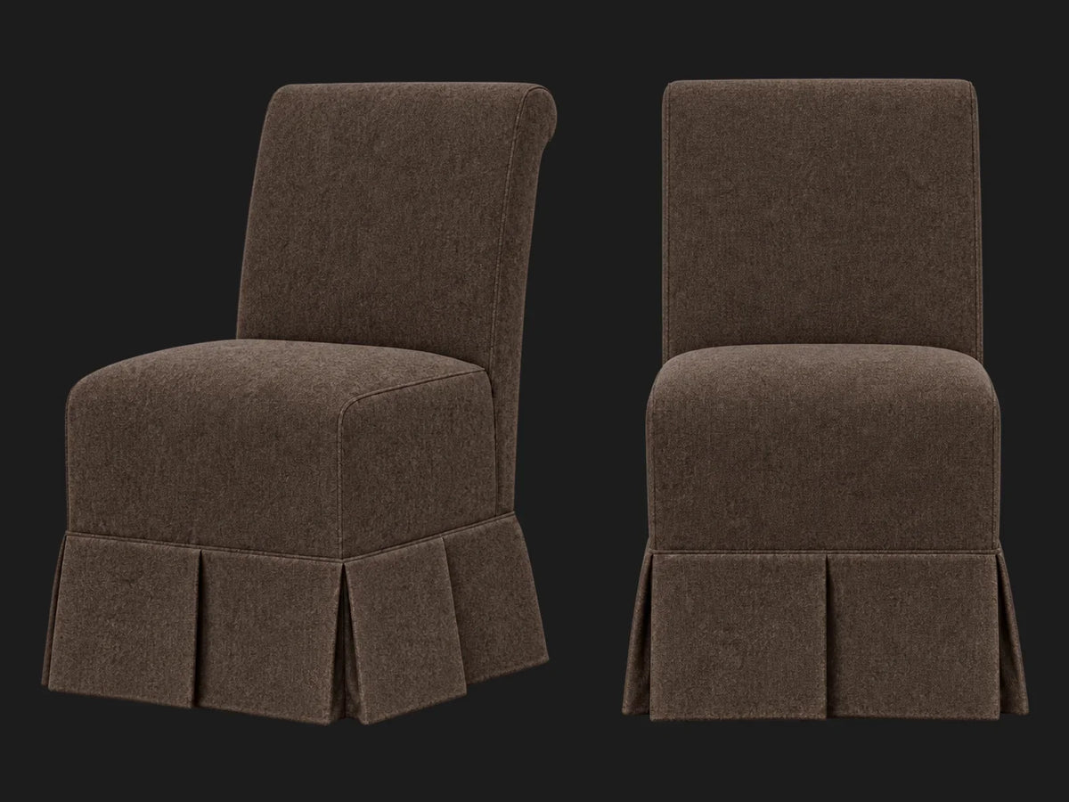 Dalia Armless Dining Chair 2-piece set in Italian Brushed Wool Cocoa #Fabric & Color_Italian Brushed Wool Cocoa