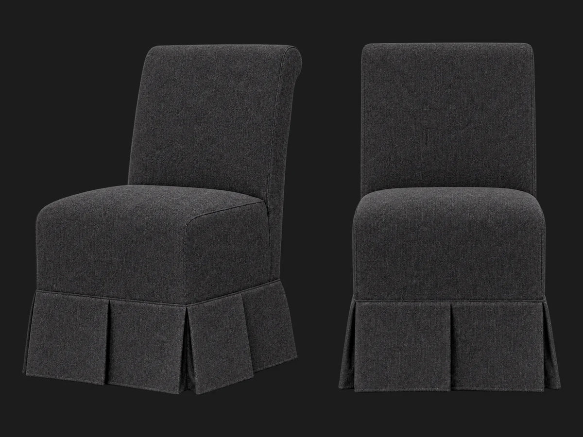 Dalia Armless Dining Chair 2-piece set in Italian Brushed Wool Pepper #Fabric & Color_Italian Brushed Wool Pepper