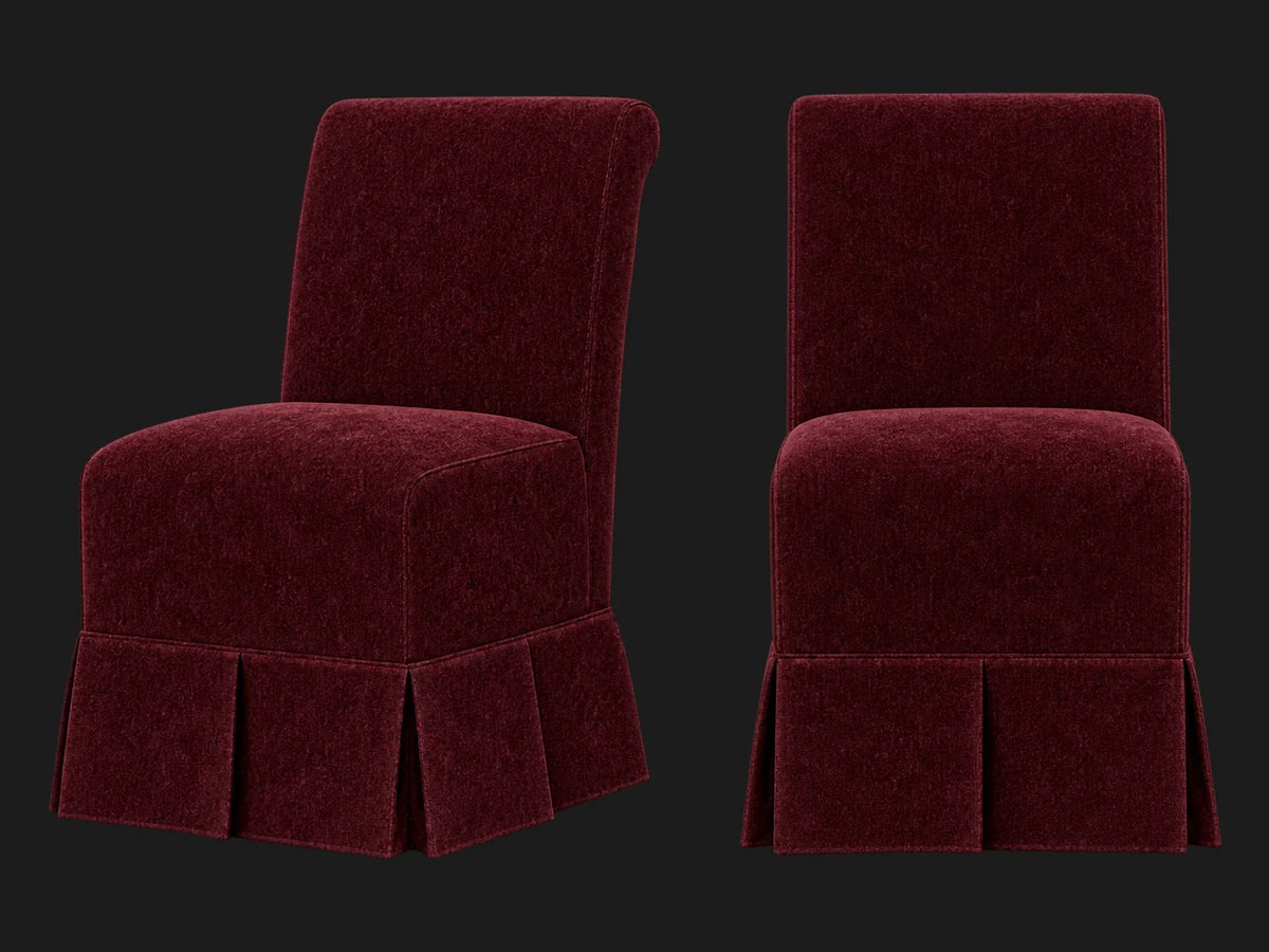 Dalia Armless Dining Chair 2-piece set in Mohair Crimson #Fabric & Color_Mohair Crimson
