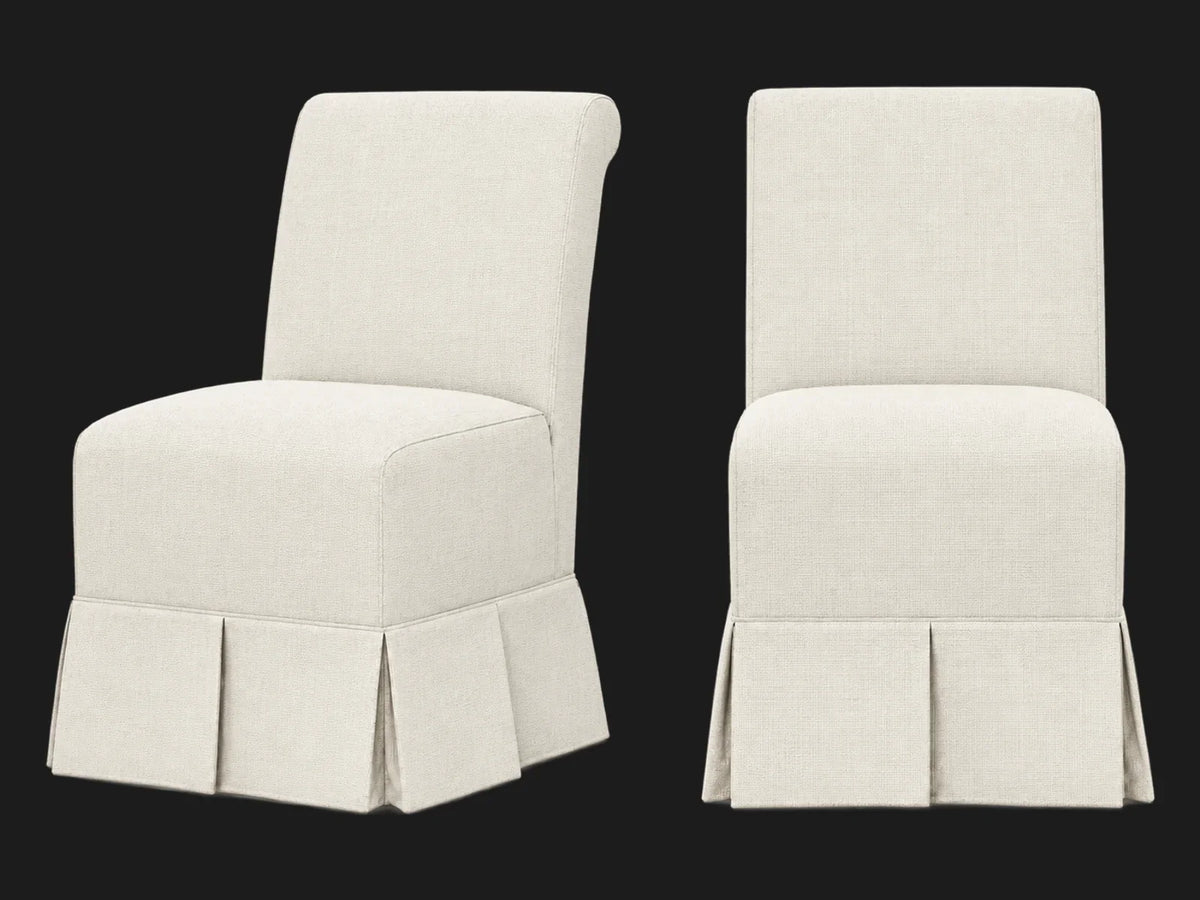 Dalia Armless Dining Chair 2-piece set in Performance Linen Weave Flour