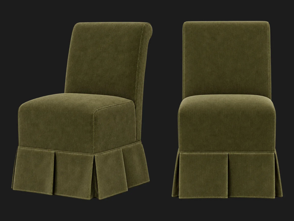 Dalia Armless Dining Chair 2-piece set in Performance Velvet Olive #Fabric & Color_Performance Velvet Olive