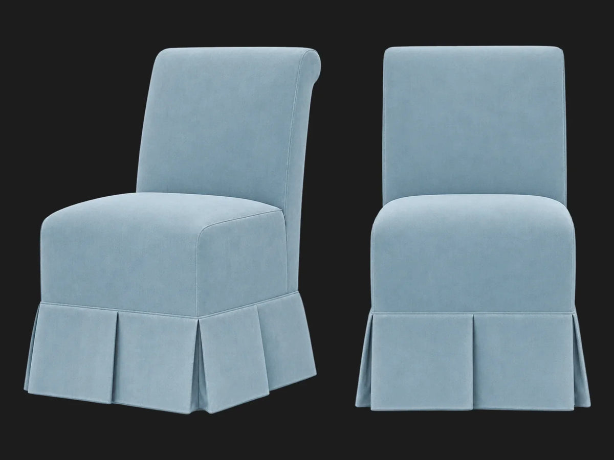 Dalia Armless Dining Chair 2-piece set in Performance Velvet Sky #Fabric & Color_Performance Velvet Sky