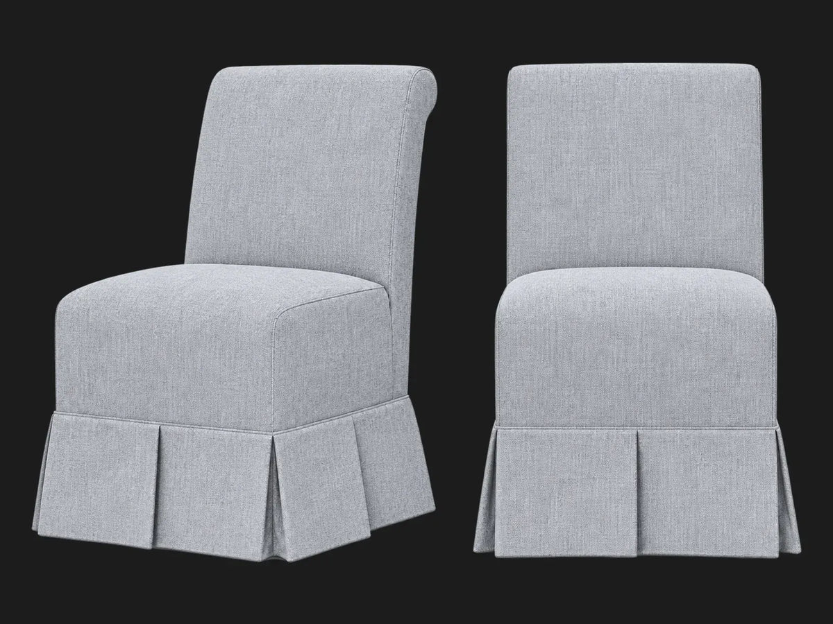 Dalia Armless Dining Chair 2-piece set in Performance Woven Chenille Rain #Fabric & Color_Performance Woven Chenille Rain