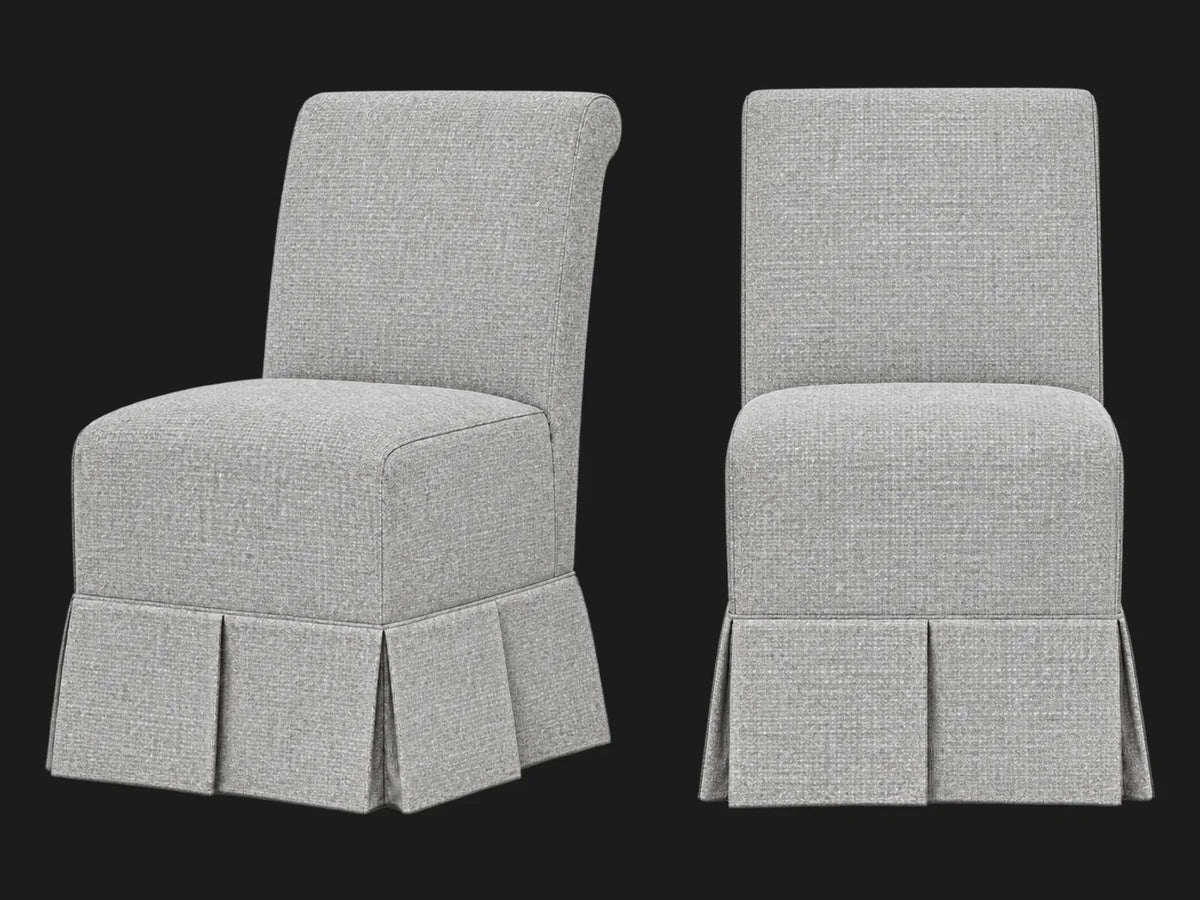 Dalia Armless Dining Chair 2-piece set in Performance Woven Chenille Steel #Fabric & Color_Performance Woven Chenille Steel