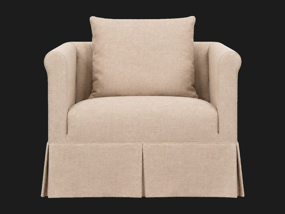 Dalia Slipcovered Chair in Heritage Belgian Linen Petal - straight front