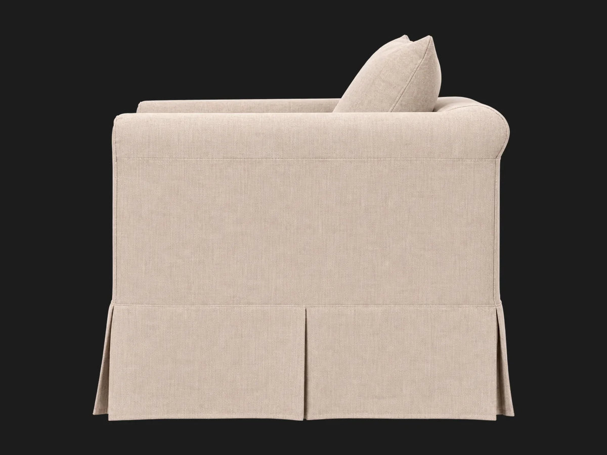 Dalia Slipcovered Chair in Heritage Belgian Linen Petal - deep side profile