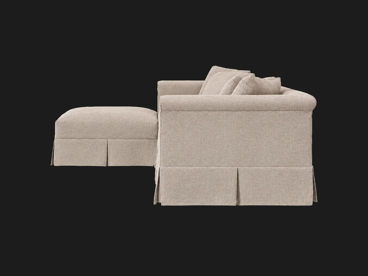 Dalia 4-piece chaise sectional — side view in Performance Textural Weave Earthen