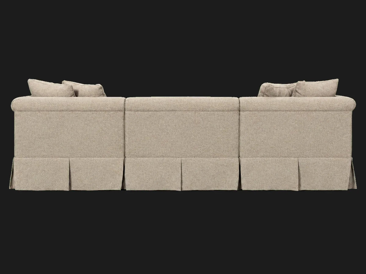 Dalia 4-piece chaise sectional — rear view in Performance Textural Weave Earthen