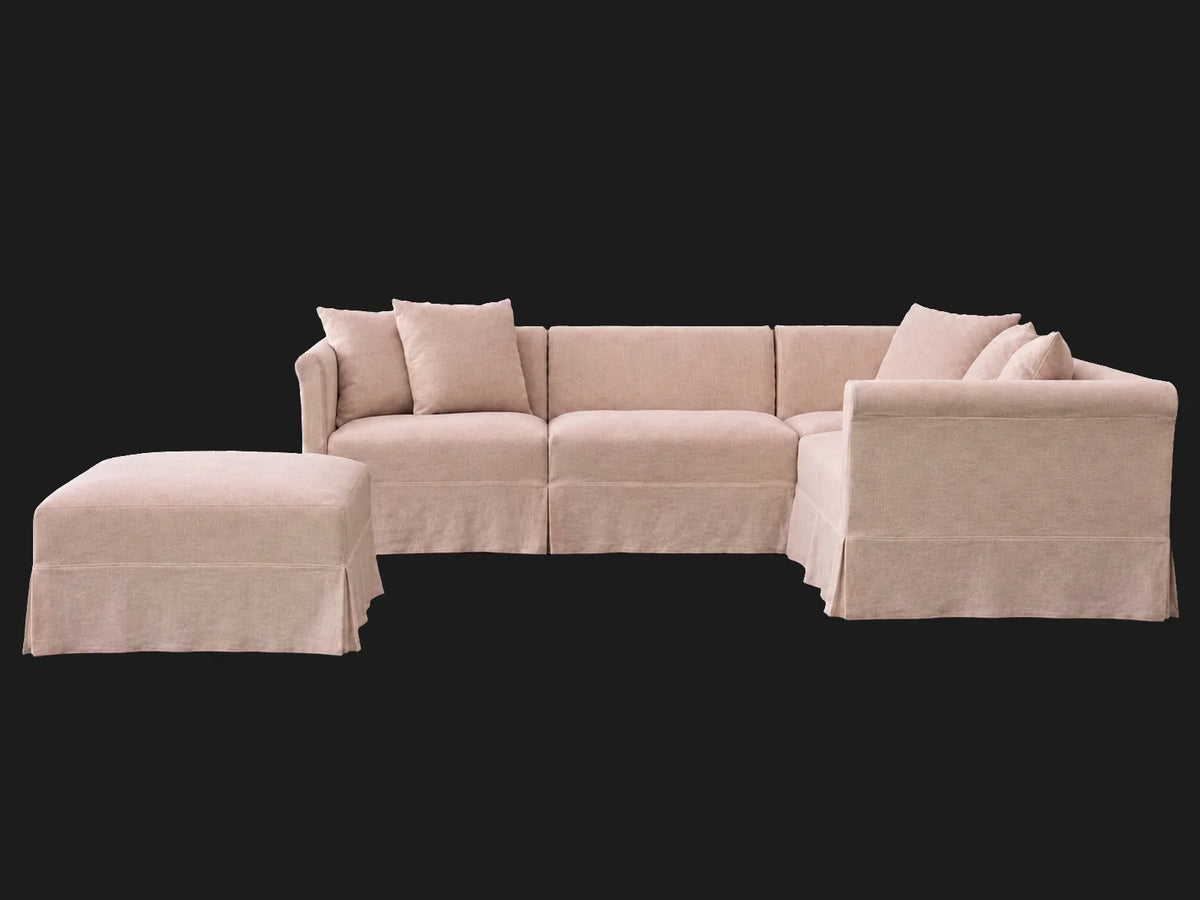 Dalia 4-piece L-shape sectional — detached ottoman in Performance Textural Weave Earthen