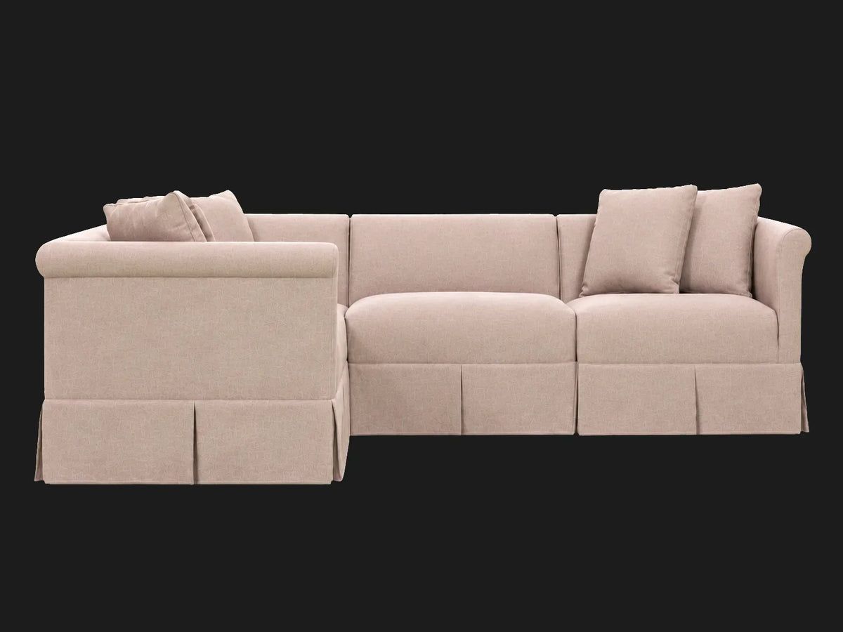Dalia 4-piece L-shape sectional — rear angle in Performance Textural Weave Earthen