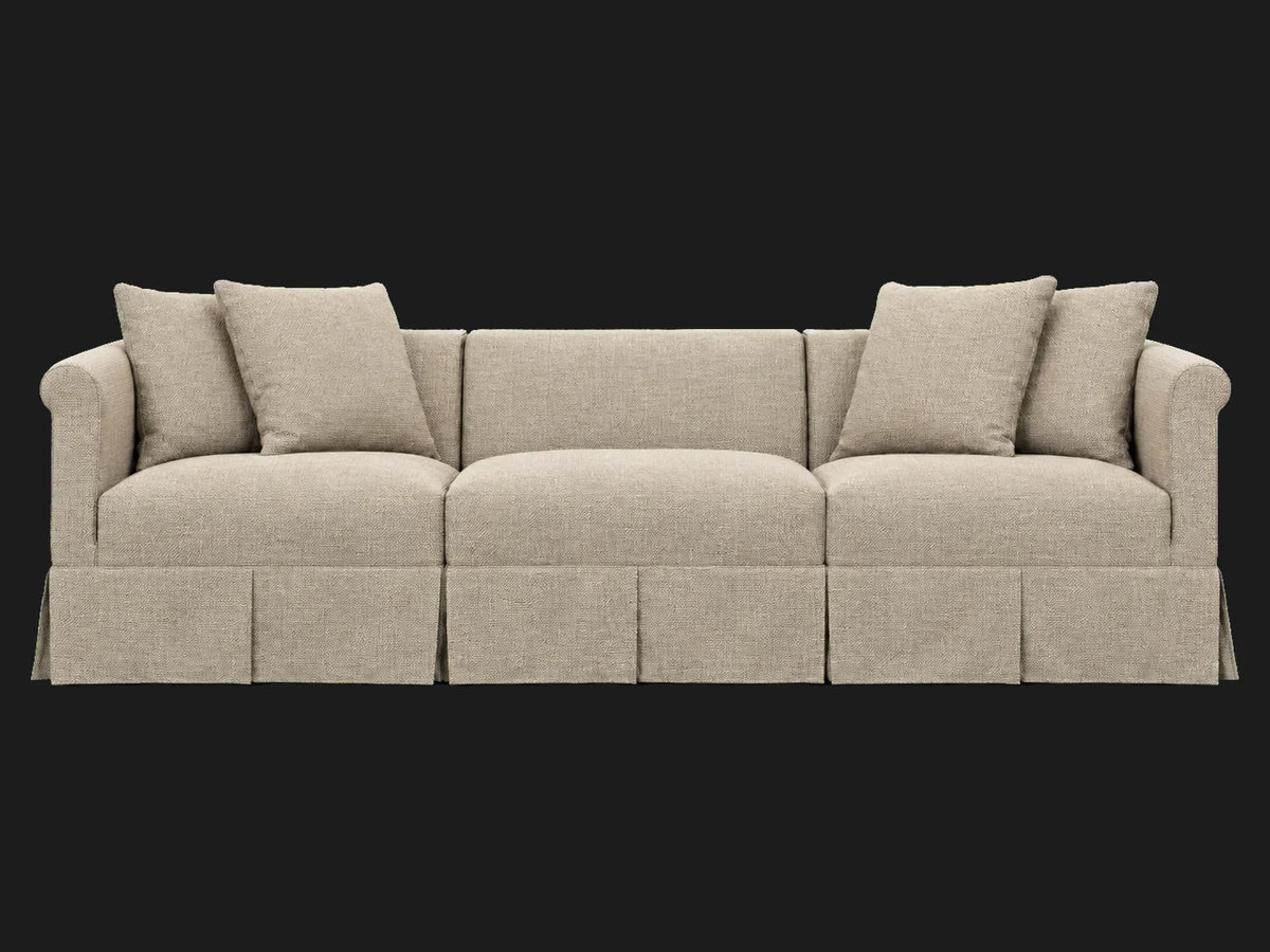 Dalia Sectional — front view in Performance Textural Weave Earthen