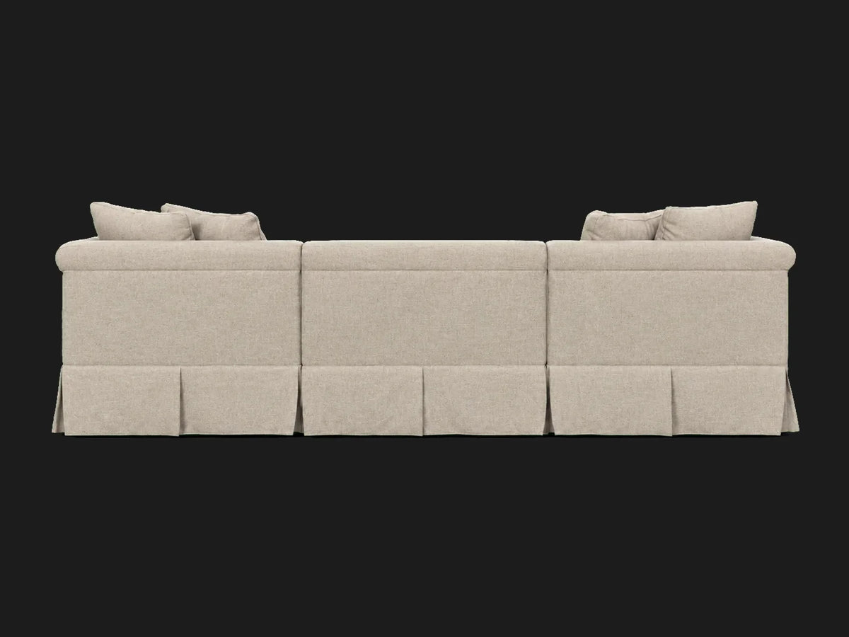 Dalia Sectional — rear view in Performance Textural Weave Earthen
