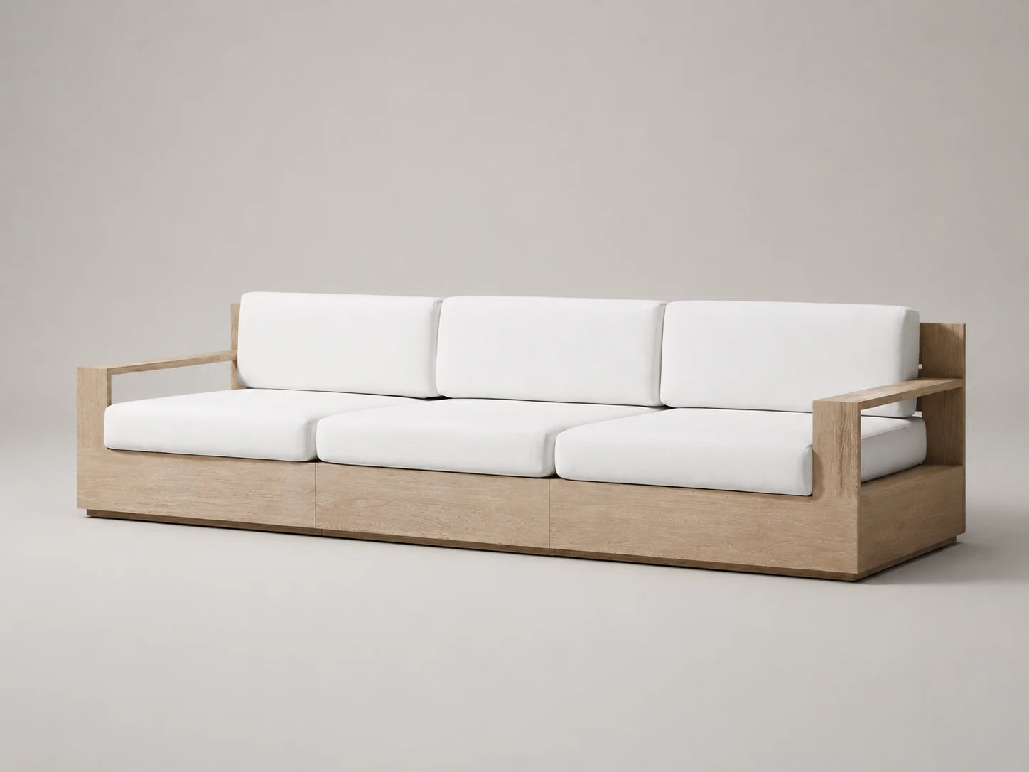 Outdoor Three-Seat Sofa, Teak Frame, Performance Fabric, product view