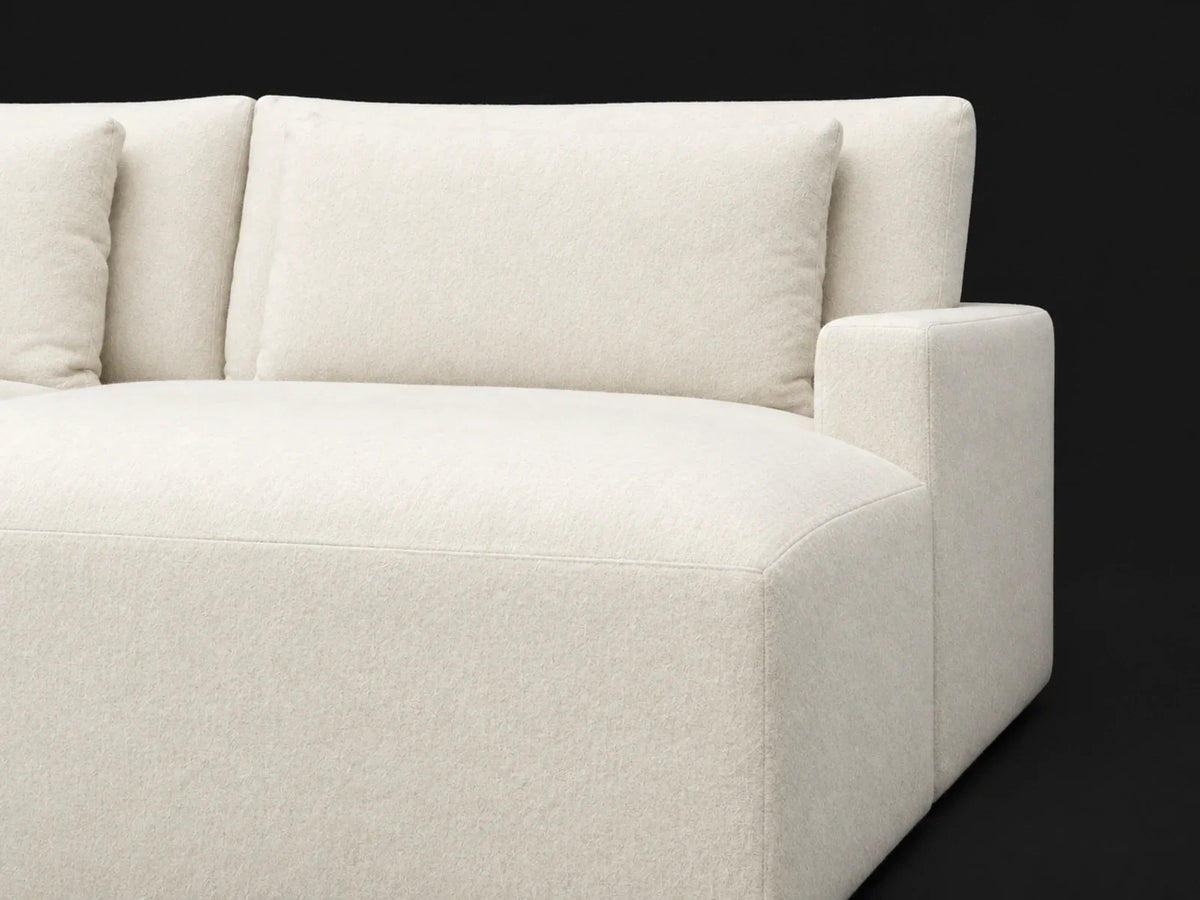 Devyn Double-Chaise U-Shape Sectional — Wool Vanilla chaise and arm detail