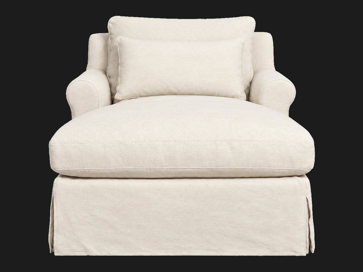 Elias Daybed in Italian Brushed Wool Vanilla – front view