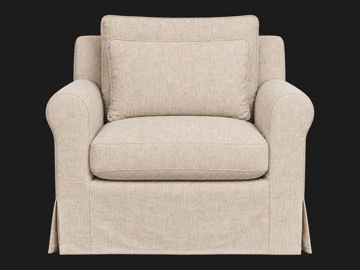 Elias Swivel Chair in Heritage Belgian Linen Petal