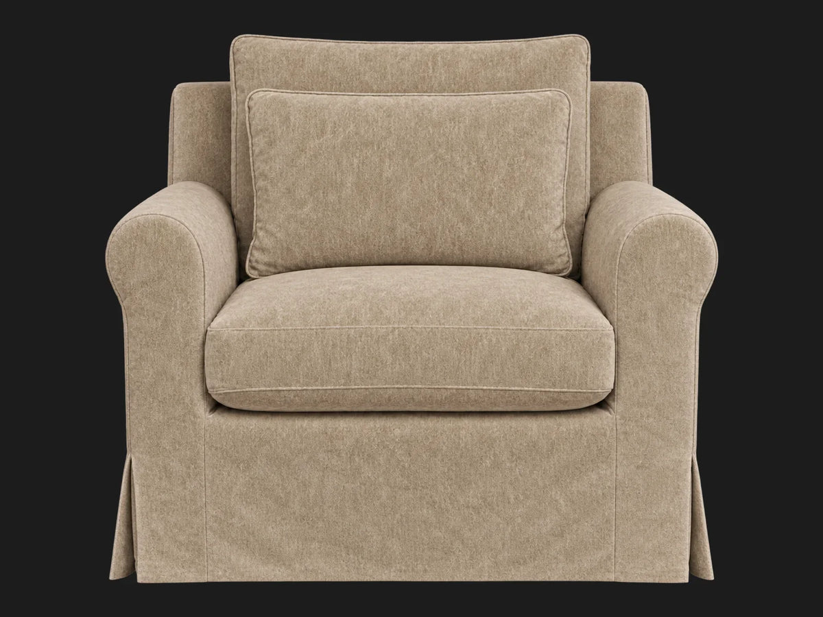Elias Swivel Chair in Mohair Almond