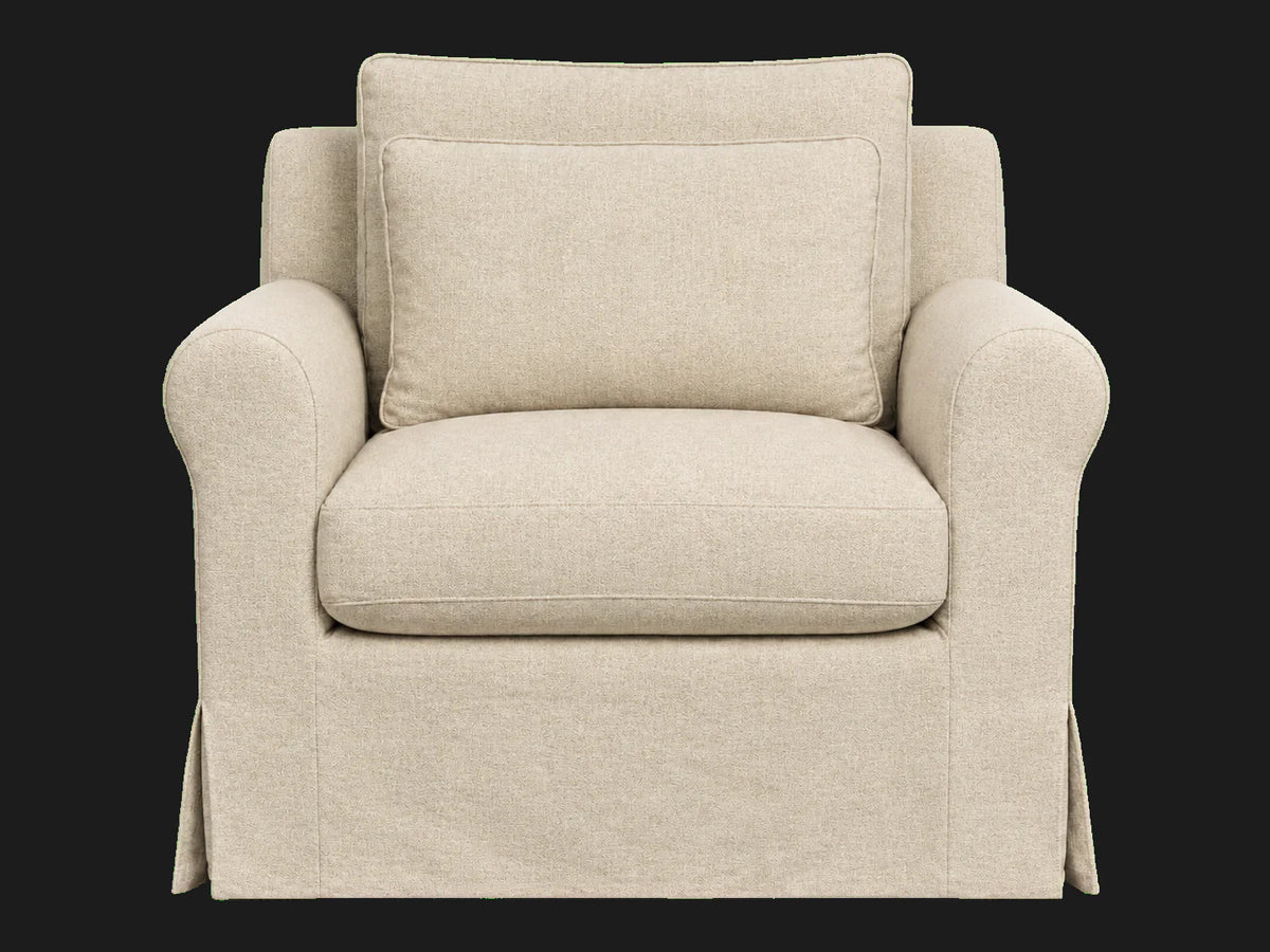 Elias Swivel Chair in Performance Textural Weave Savanna