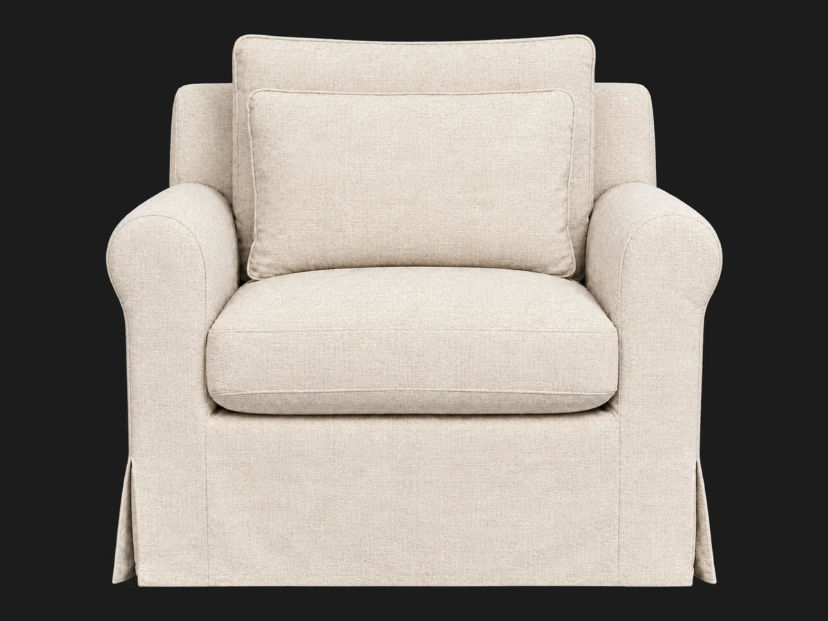 Elias Swivel Chair in Performance Woven Chenille Desert