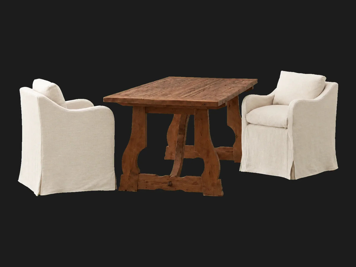 Esmé Dining Chair 2-piece set in Performance Linen Weave Flour - dining table arrangement