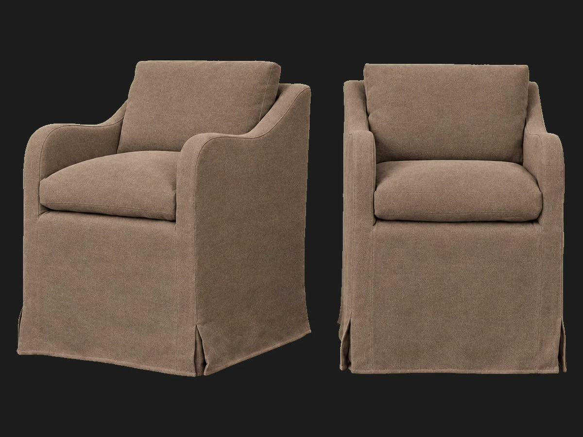 Esmé Dining Chair 2-piece set in Italian Brushed Wool Cocoa - front and three-quarter views #Fabric & Color_Italian Brushed Wool Cocoa