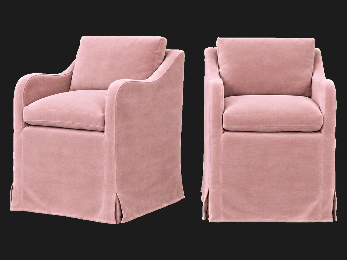 Esmé Dining Chair 2-piece set in Performance Velvet Blossom - front and three-quarter views #Fabric & Color_Performance Velvet Blossom