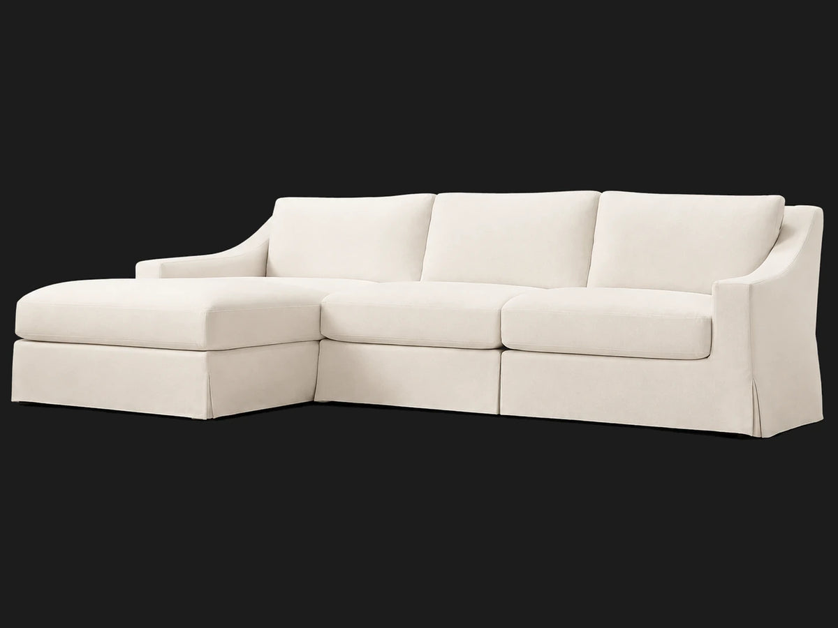MODENA 4-Piece Left-Arm Chaise Sectional in Italian Brushed Wool Vanilla – Three Quarter