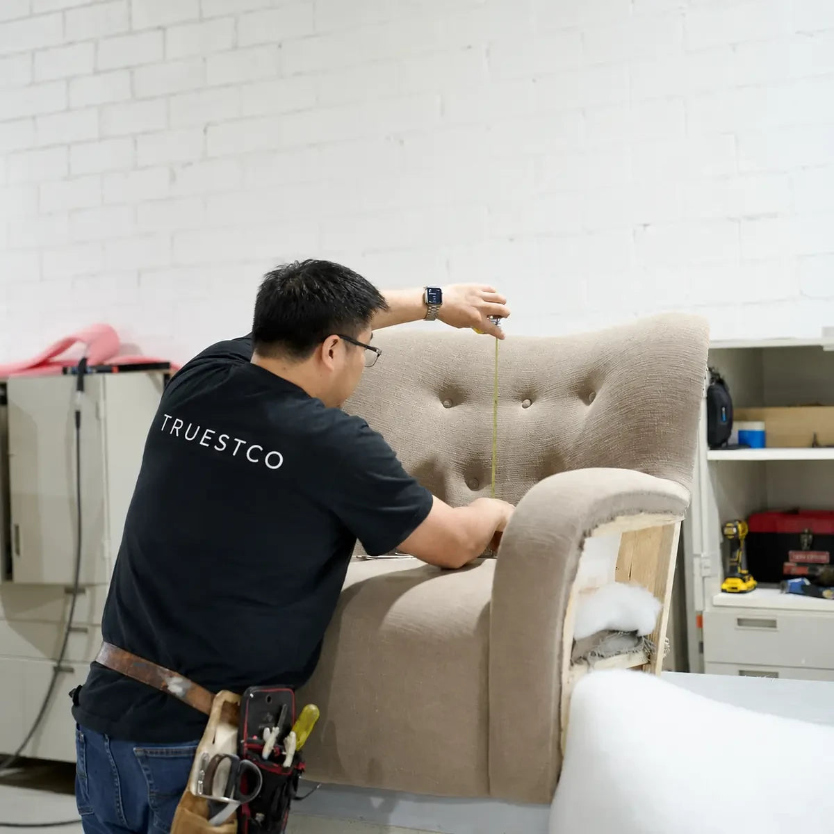 Final upholstery dimension check