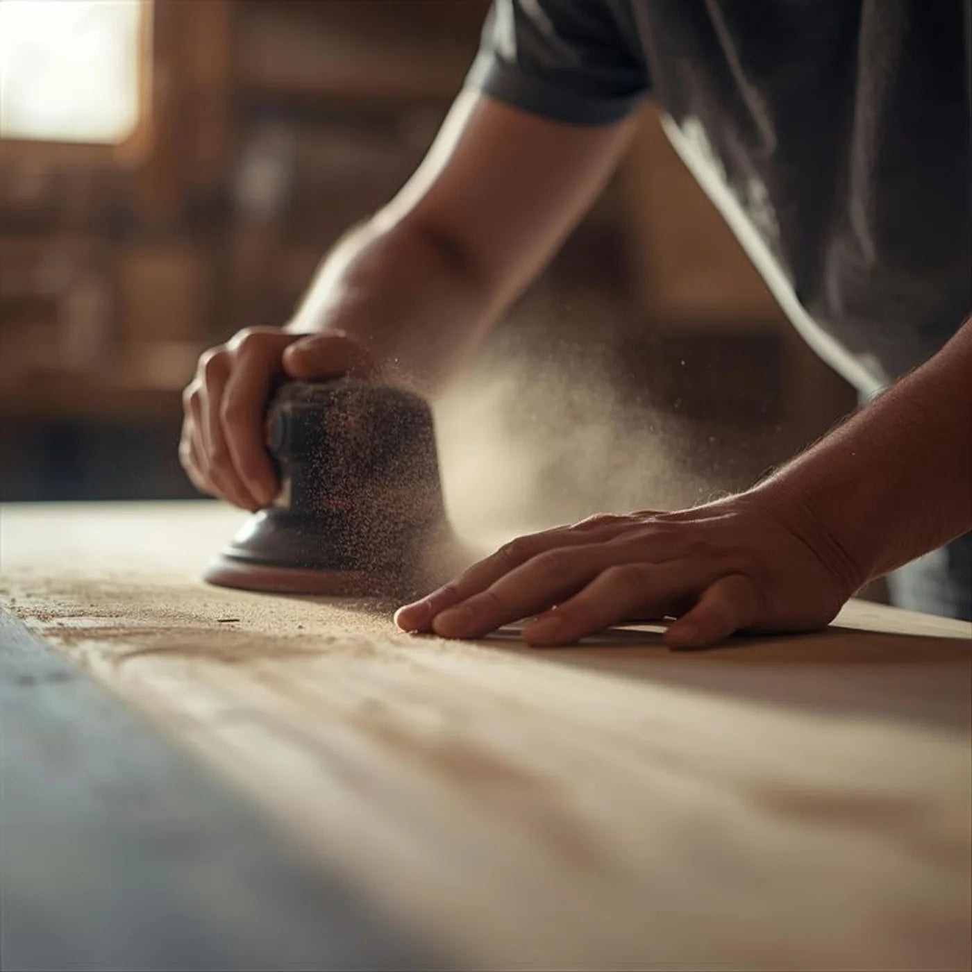 Wood surface sanding and preparation before finishing