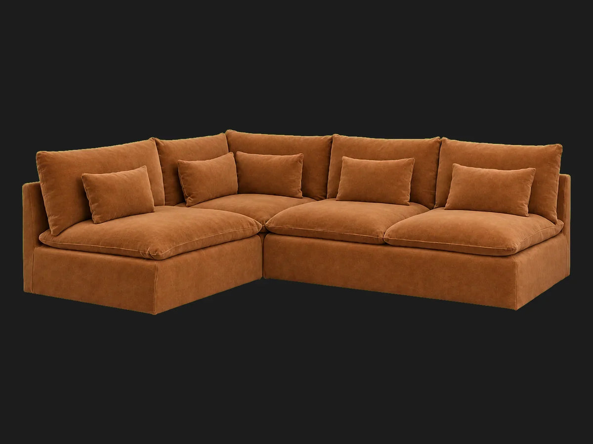 Aria Slipcovered Modular Short L-Shape Sectional — Performance Velvet Cider hero