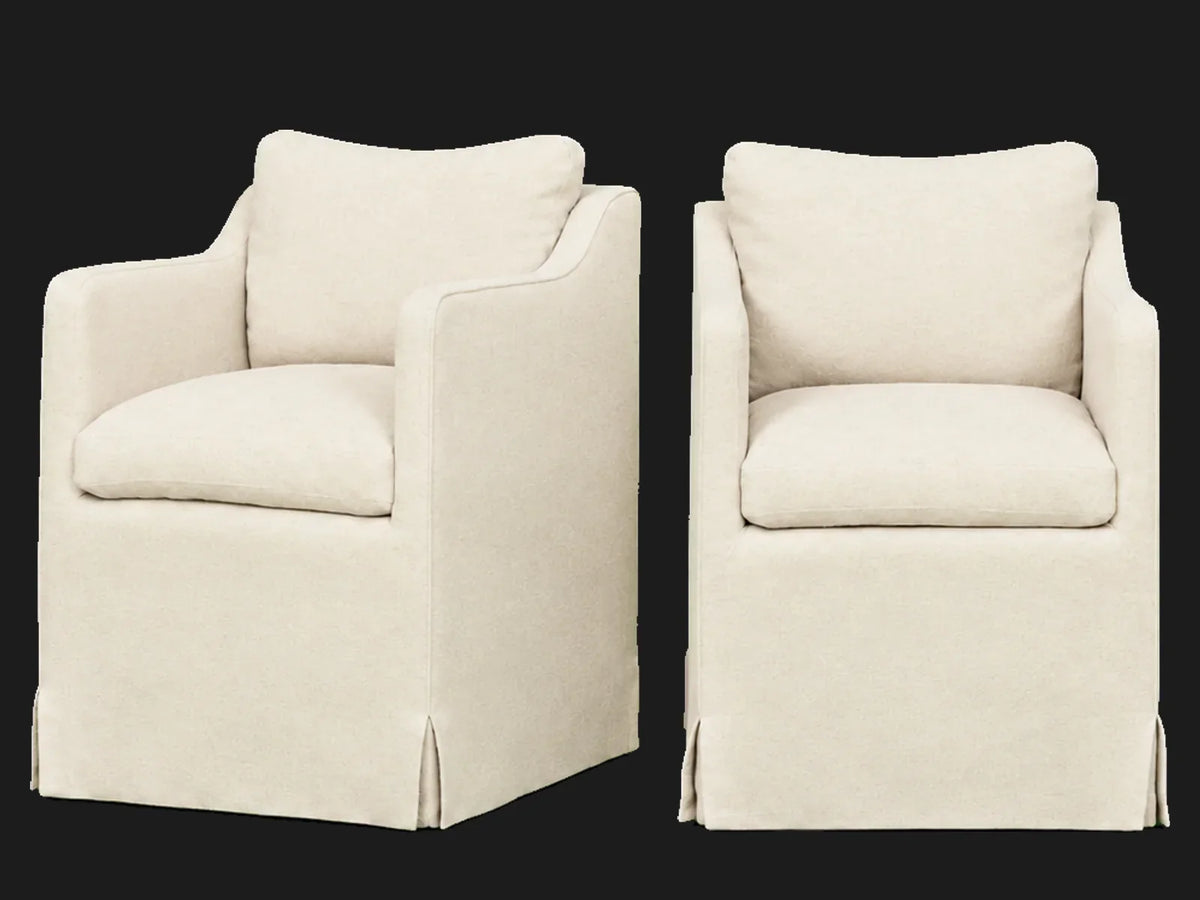 Amelia Dining Chair 2-piece set in Italian Brushed Wool Vanilla - three-quarter front view