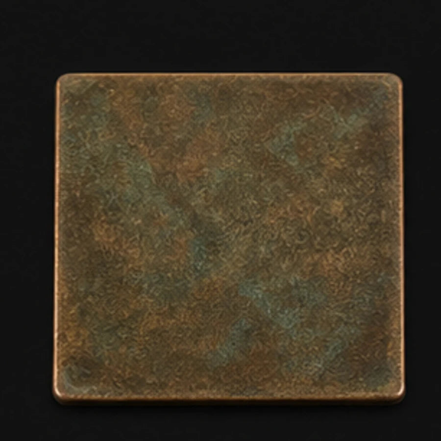 Patinated bronze hardware finish sample