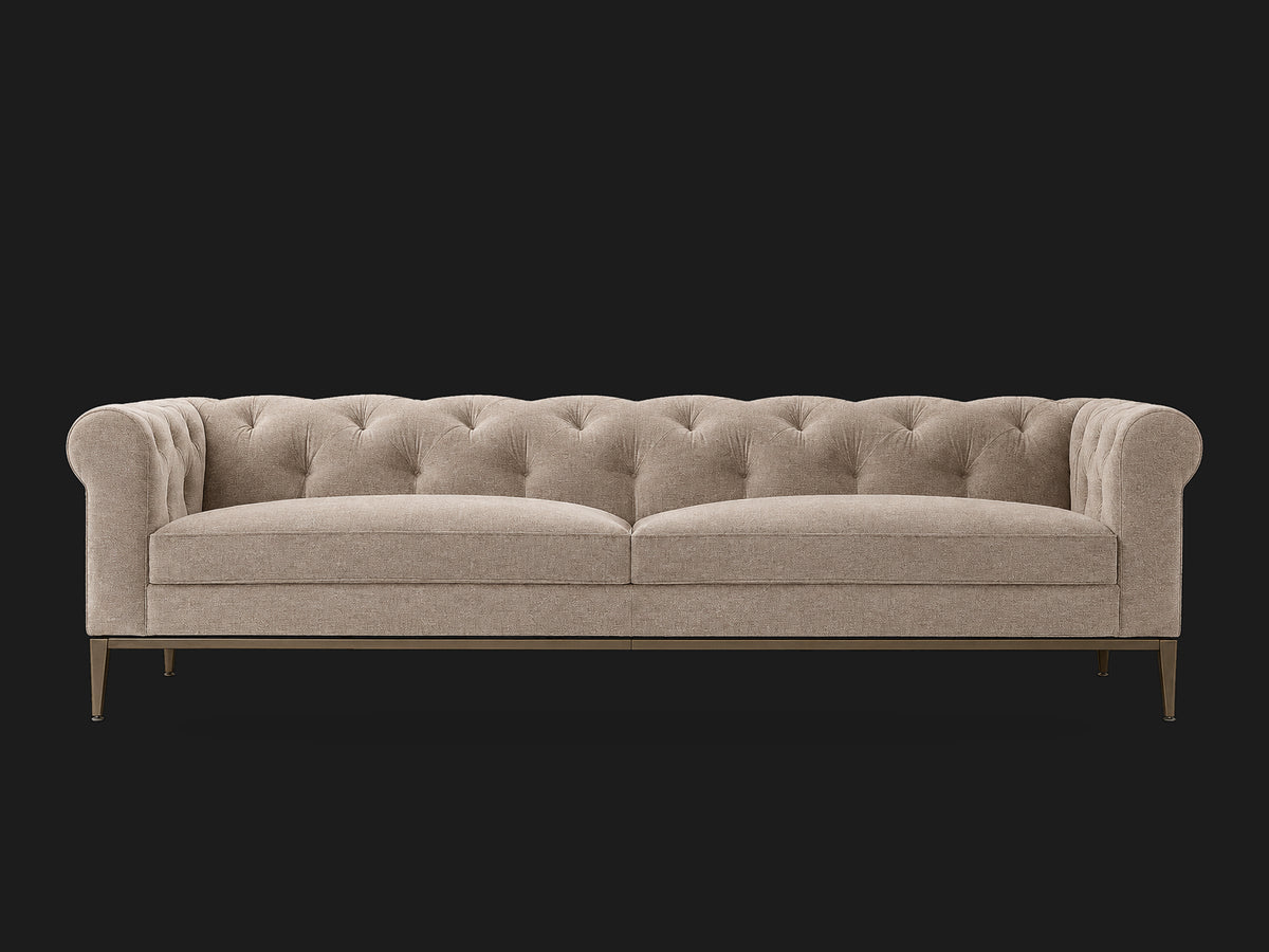 Italia Chesterfield 2-Cushion Sofa – Metal Base – Italian Brushed Wool Fox – Burnished Bronze #Fabric & Color_Italian Brushed Wool Fox