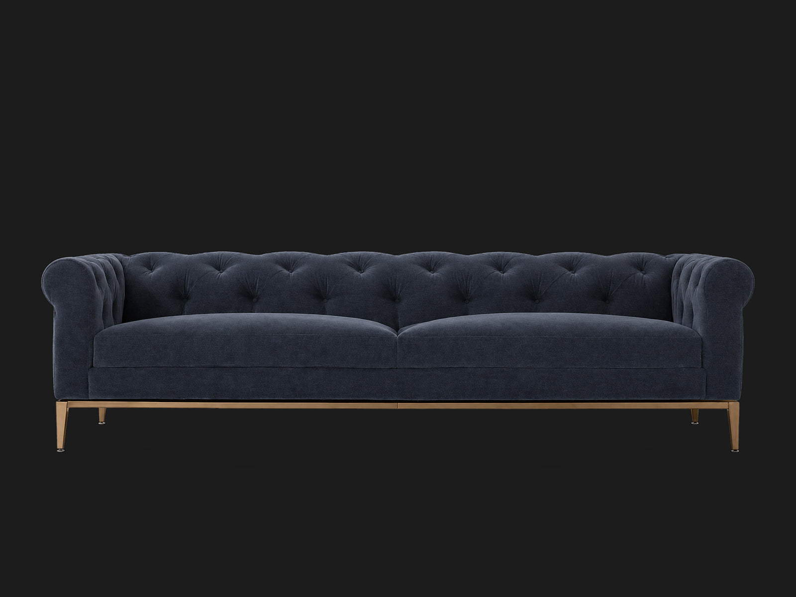 Italia Chesterfield 2-Cushion Sofa – Metal Base – Italian Brushed Wool Harbor – Burnished Bronze #Fabric & Color_Italian Brushed Wool Harbor