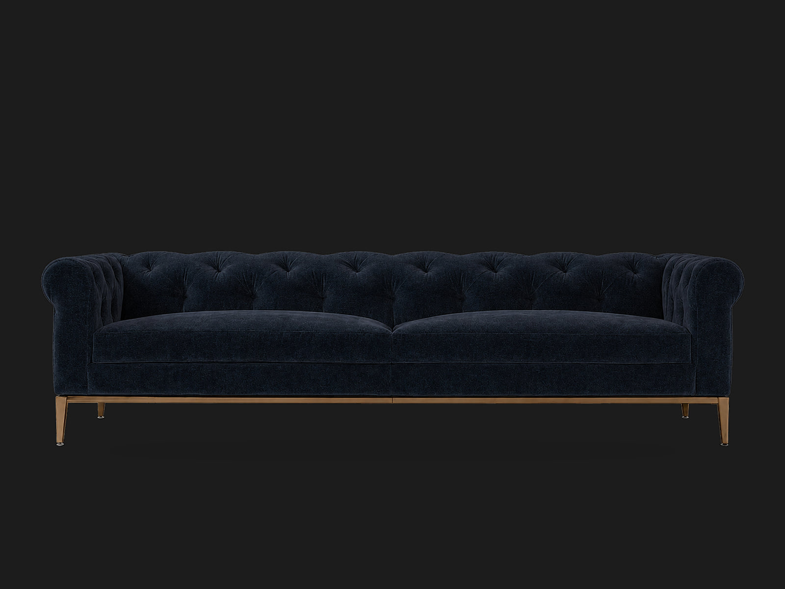 Italia Chesterfield 2-Cushion Sofa – Metal Base – Mohair Admiral – Burnished Bronze #Fabric & Color_Mohair Admiral