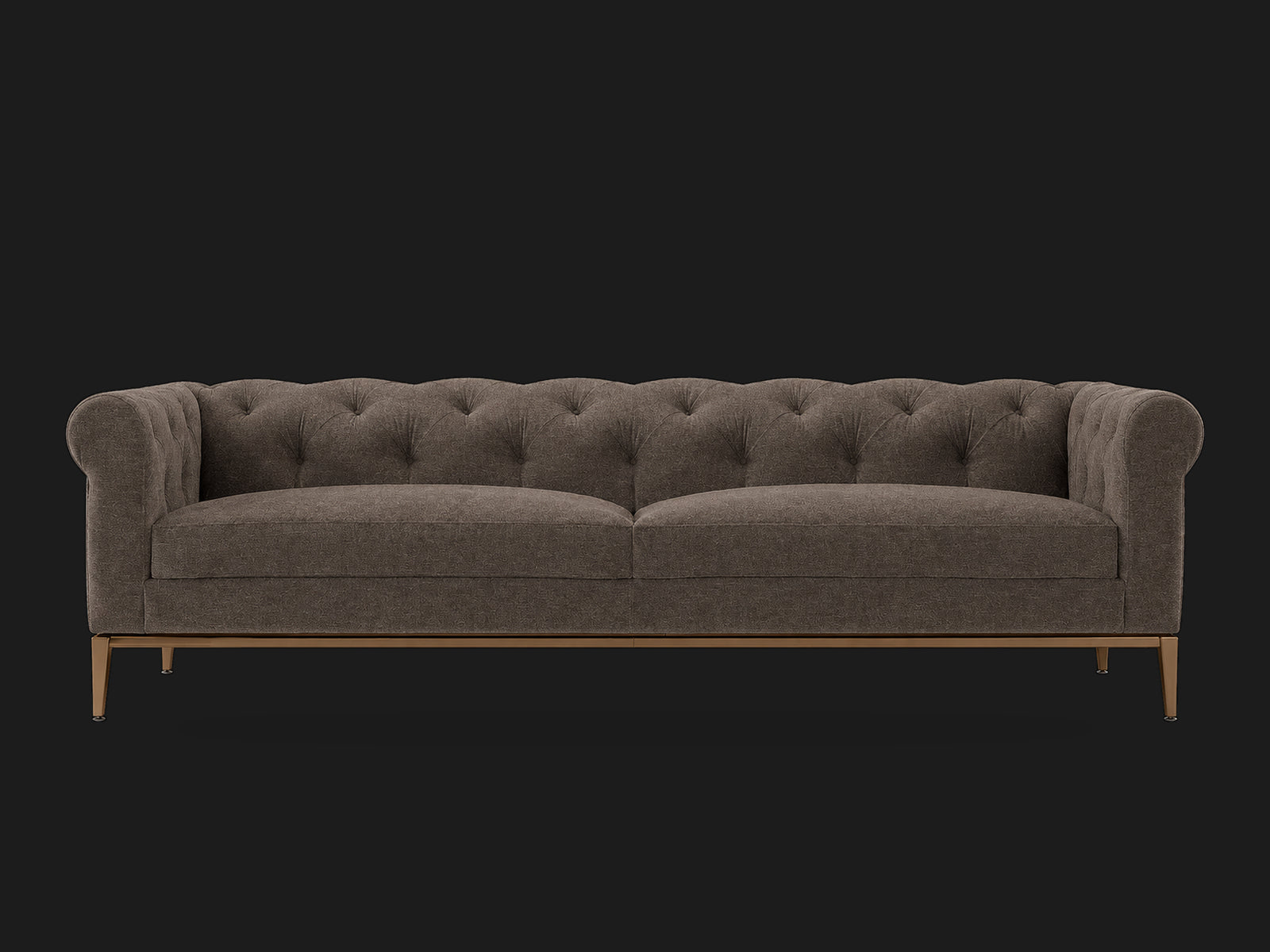 Italia Chesterfield 2-Cushion Sofa – Metal Base – Mohair Mink – Burnished Bronze #Fabric & Color_Mohair Mink