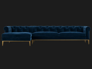 Italia Chesterfield Right-Arm Chaise Sectional – Metal Base