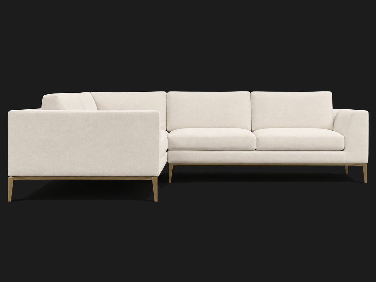 Italia Taper Arm Left-Arm L-Sectional – Italian Brushed Wool Vanilla – Matte Brass – View 1