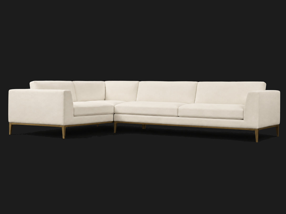 Italia Taper Arm Left-Arm L-Sectional – Italian Brushed Wool Vanilla – Matte Brass – View 3