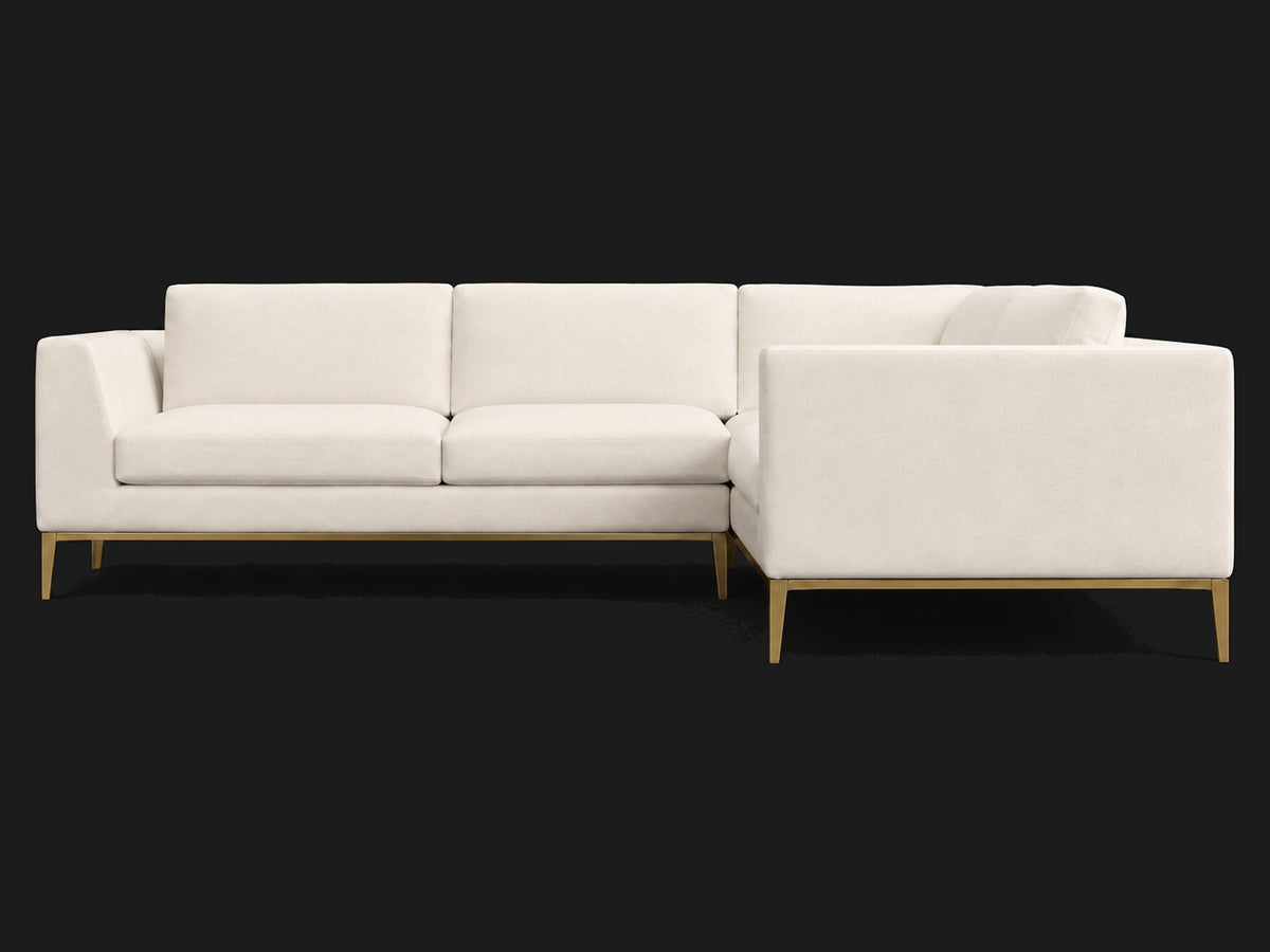 Italia Taper Arm Left-Arm L-Sectional – Italian Brushed Wool Vanilla – Matte Brass – View 4