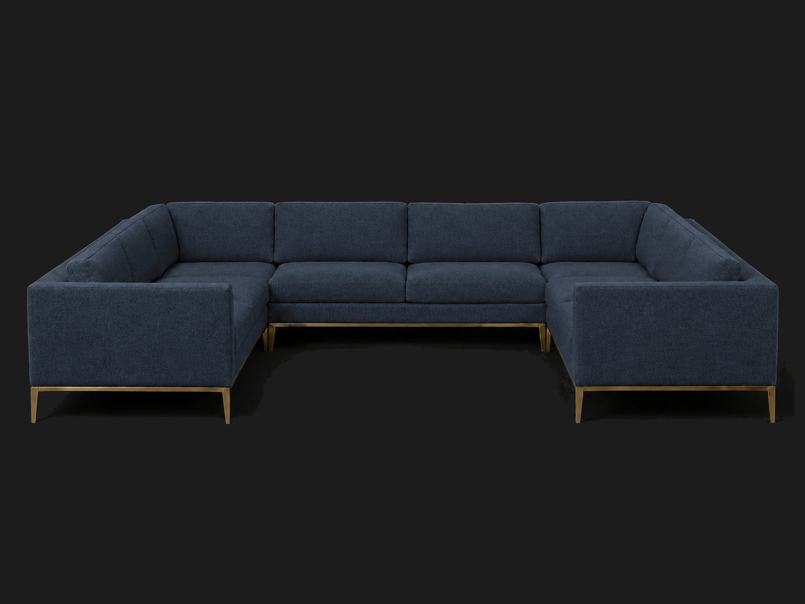 Italia Taper Arm U-Sectional – Metal Base – Italian Brushed Wool Harbor – Burnished Bronze #Fabric & Color_Italian Brushed Wool Harbor